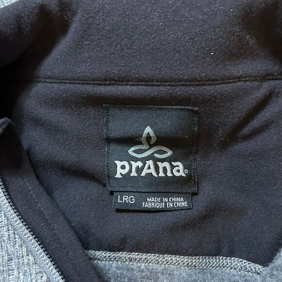 Prana Barclay Sweater Jacket Size Large Full Zip Gray Wool Blend Ribbed Cardigan - Picture 2 of 6